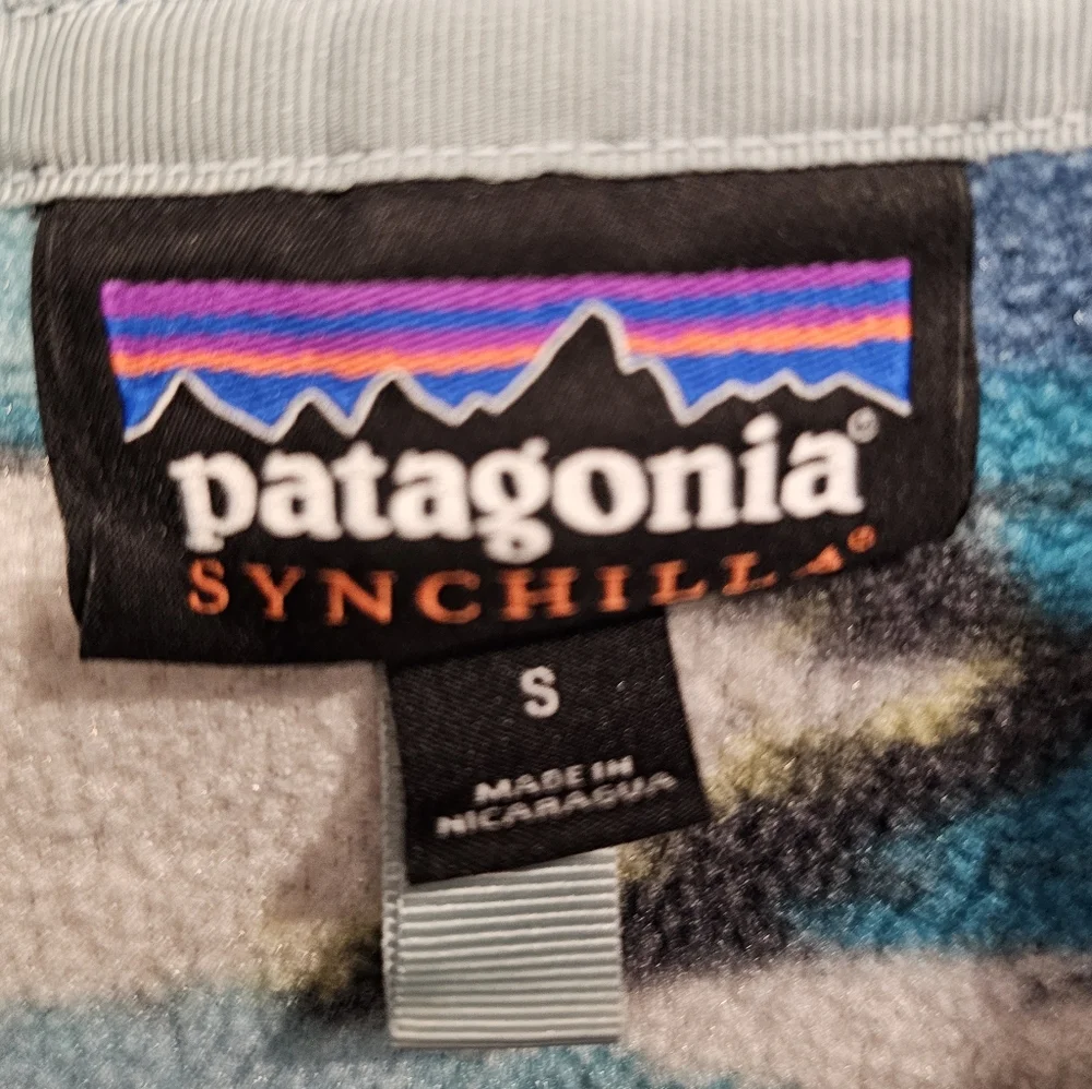 **Rare** Patagonia Women's Synchilla Snap-T Fleece Blue Cream Aztec--Size Small - Picture 4 of 8